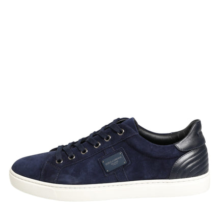 Dolce & Gabbana Blue Leather Suede Low Top Sneakers Shoes