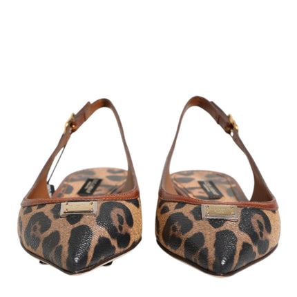 Dolce & Gabbana Brown Leopard Slingback Flats Sandals Shoes