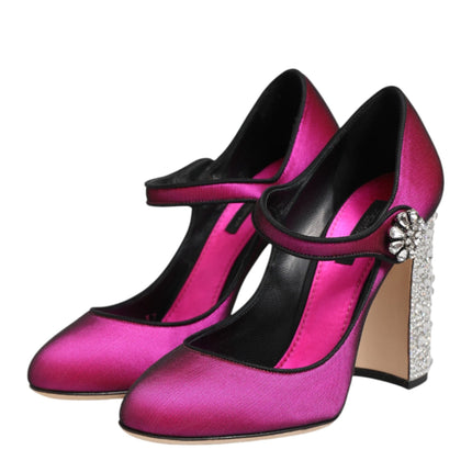 Dolce & Gabbana Pink Strass Mary Janes Heels Pumps Shoes