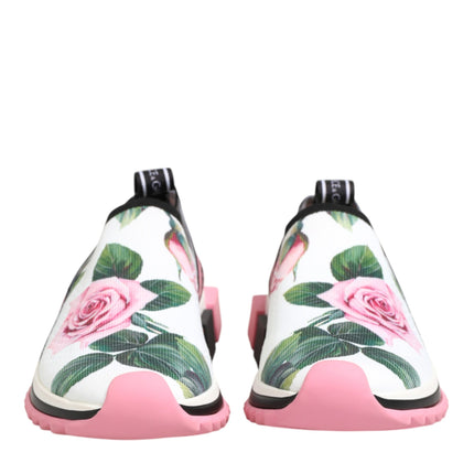 Dolce & Gabbana White Rose Print Sorrento Sneakers Shoes