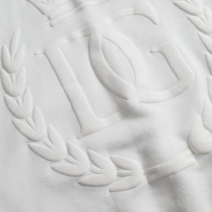 Dolce & Gabbana White Cotton Hooded Pullover Sweatshirt Men