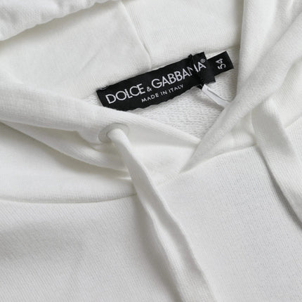 Dolce & Gabbana White Cotton Hooded Pullover Sweatshirt Men