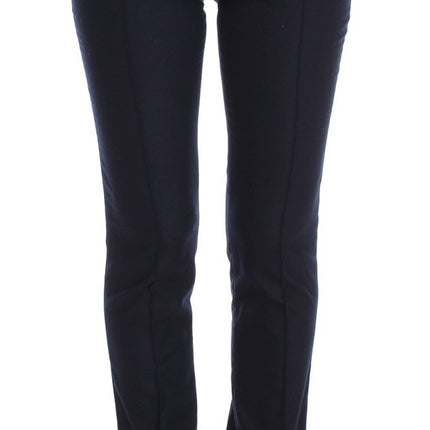 Ermanno Scervino Blue Virgin Wool Slim Fit Casual Pants