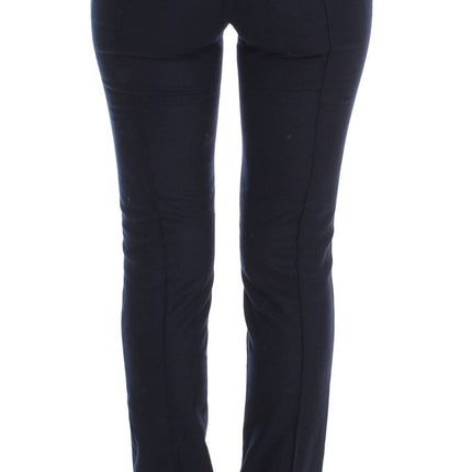 Ermanno Scervino Blue Virgin Wool Slim Fit Casual Pants