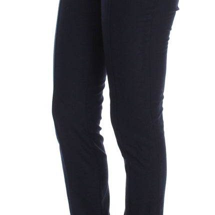 Ermanno Scervino Blue Virgin Wool Slim Fit Casual Pants