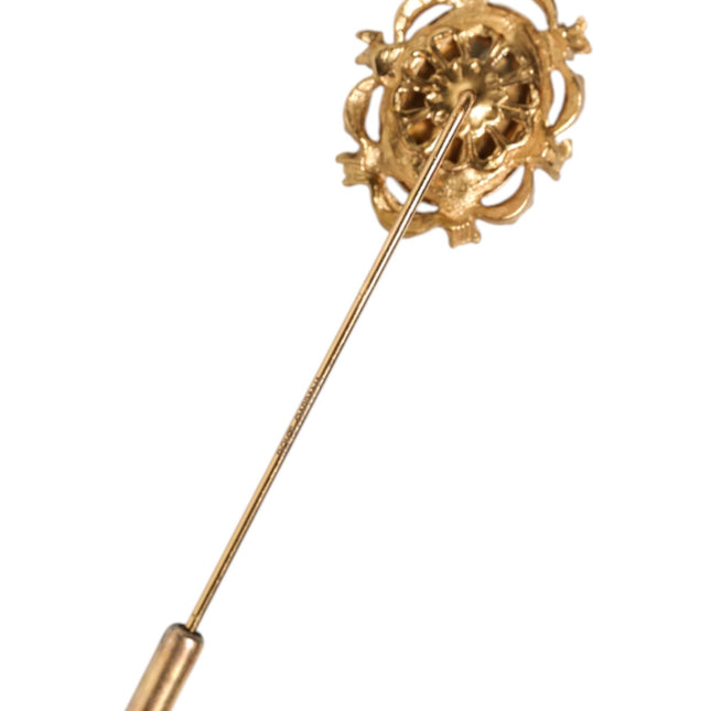 Dolce & Gabbana Gold Tone Green Stone Antique Men Accessory Brooch Pin