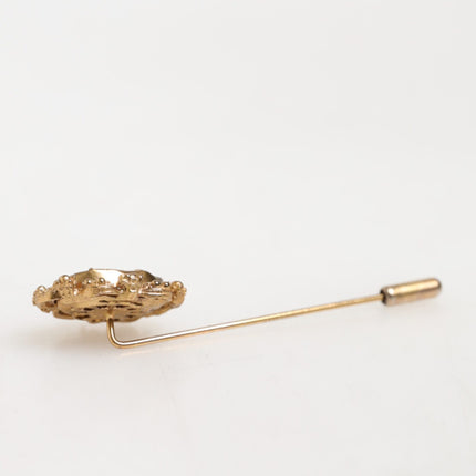 Dolce & Gabbana Gold Tone Green Stone Antique Men Accessory Brooch Pin