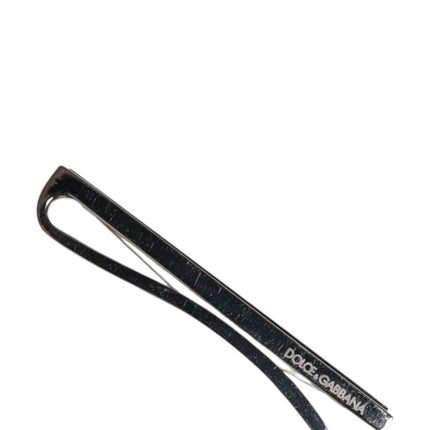 Dolce & Gabbana Silver Tone Brass Logo Branded Men Accessory Tie Clip Bar