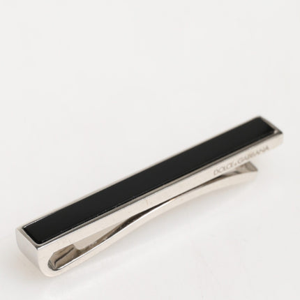 Dolce & Gabbana Silver Tone Brass Logo Branded Men Accessory Tie Clip Bar
