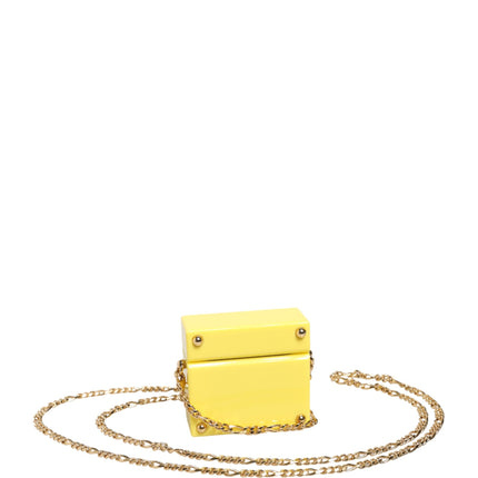 Dolce & Gabbana Yellow DG Logo Plaque Cover Gold Chain Airpods Case