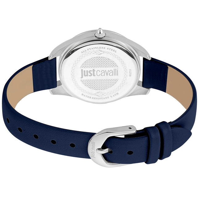 Just Cavalli Blue Leather Dress Watch