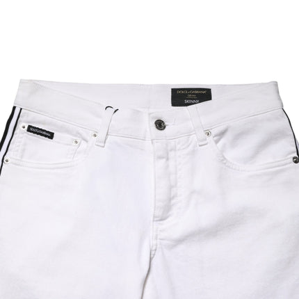 Dolce & Gabbana White Cotton Stretch Skinny Men Denim Jeans