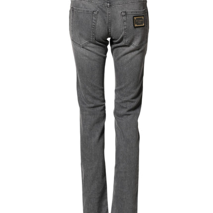 Dolce & Gabbana Gray Cotton Mid Waist Skinny Denim Jeans