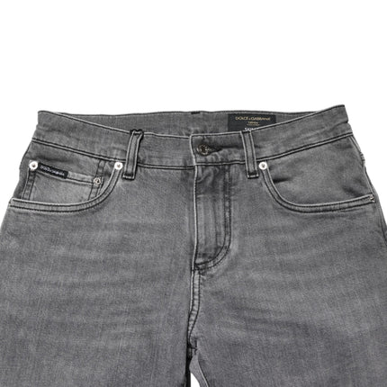 Dolce & Gabbana Gray Cotton Mid Waist Skinny Denim Jeans