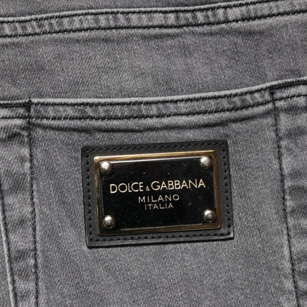 Dolce & Gabbana Gray Cotton Mid Waist Skinny Denim Jeans