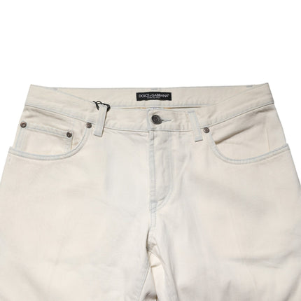 Dolce & Gabbana White Cotton Skinny Denim Trouser Men Jeans