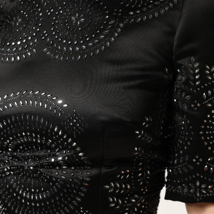 Dolce & Gabbana Black Embellished Short Sleeve Sheath Dress