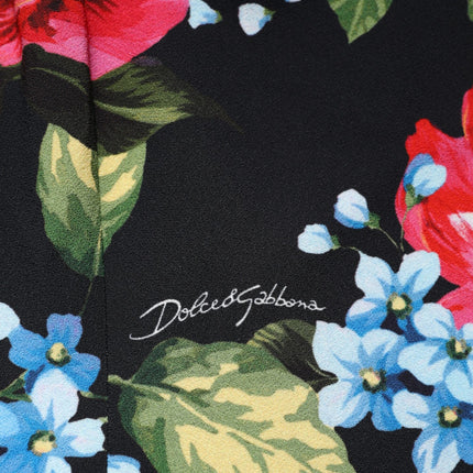 Dolce & Gabbana Black Floral Print Viscose Sheath Midi Dress