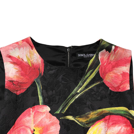 Dolce & Gabbana Black Floral Print Viscose A-line Mini  Dress