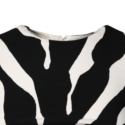 Dolce & Gabbana Black White Zebra Viscose Sheath Midi Dress
