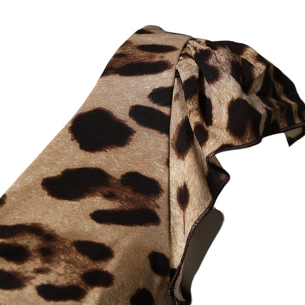 Dolce & Gabbana Brown Leopard Sleeveless Sheath Midi Dress