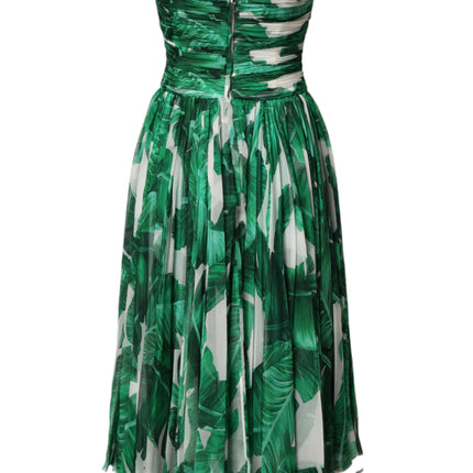Dolce & Gabbana Green Pineapple Embellished BananaLeaf Dress