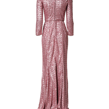Dolce & Gabbana Pink Sequinned Mermaid Long Gown Dress