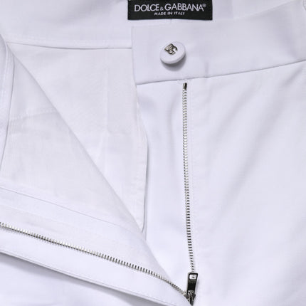Dolce & Gabbana White Cotton High Waist WideLeg Cropped Pants