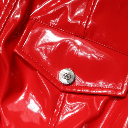 Dolce & Gabbana Red Glossy Polyester Cargo Boot Cut Pants
