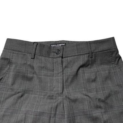 Dolce & Gabbana Dark Gray Check Tartan VirginWool Dress Pants