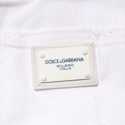 Dolce & Gabbana White Distressed Cotton BOYFRIEND Denim Jeans
