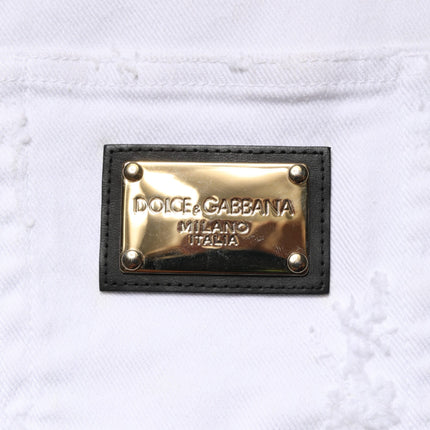 Dolce & Gabbana White Distressed High Waist Denim Jeans