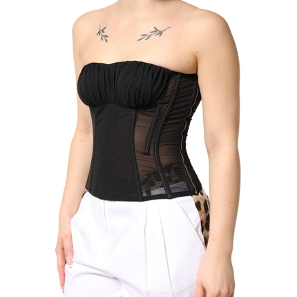 Dolce & Gabbana Black Silk Lace Bustier Corset Strapless Top