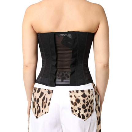Dolce & Gabbana Black Silk Lace Bustier Corset Strapless Top