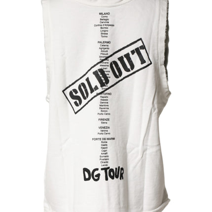 Dolce & Gabbana White Graphic CrewNeck Sleeveless Tank T-shirt