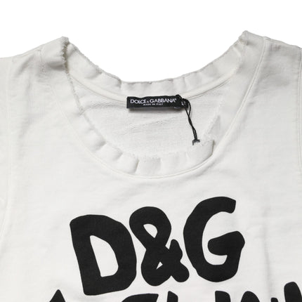 Dolce & Gabbana White Graphic CrewNeck Sleeveless Tank T-shirt