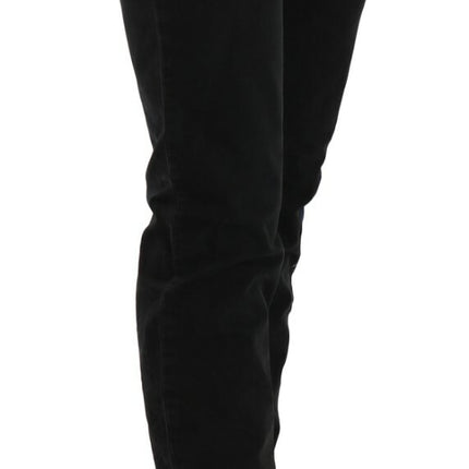 John Galliano Black Low Waist White Paint Skinny Denim Pants Jeans