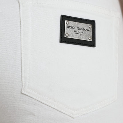 Dolce & Gabbana Wide Leg White Cotton Cropped Denim Jeans