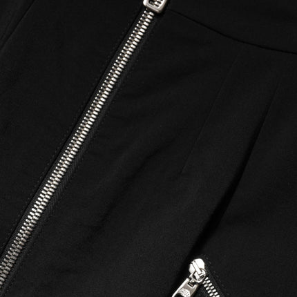 Dolce & Gabbana Black Polyester Zipper High Waist Mini Skirt