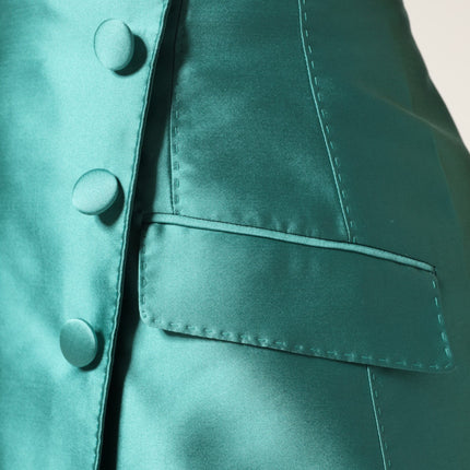 Dolce & Gabbana Green Polyester Button High Waist Mini Skirt