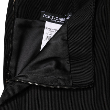 Dolce & Gabbana Black Cotton Pencil Cut High Waist Mini Skirt