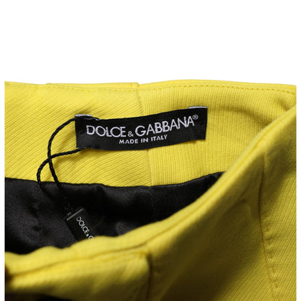 Dolce & Gabbana Yellow Wool Buttoned High Waist Mini Skirt