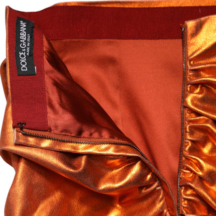 Dolce & Gabbana Metallic Orange Viscose High Waist Mini Skirt