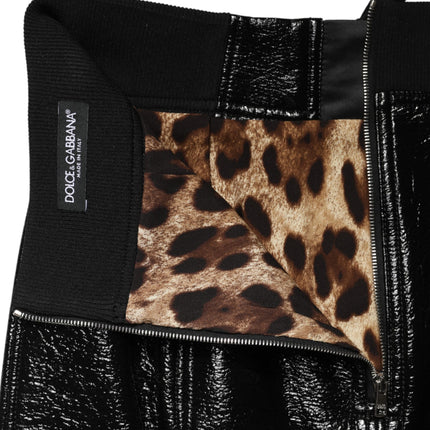 Dolce & Gabbana Black Nylon Eyelet Detail Coated Mini Skirt
