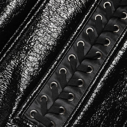 Dolce & Gabbana Black Nylon Eyelet Detail Coated Mini Skirt