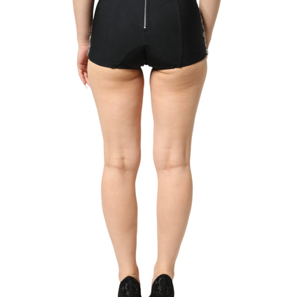 Dolce & Gabbana Multicolor Embellished High Waist Hot Pants Shorts