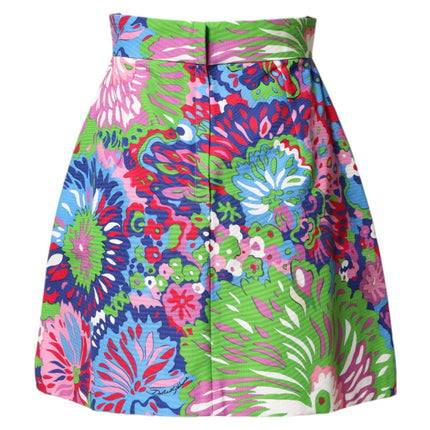 Dolce & Gabbana Multicolor Floral Buttoned High Waist Mini Shorts