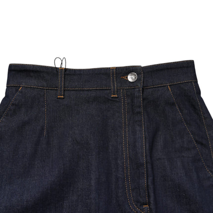 Dolce & Gabbana Dark Blue Cotton A-line Denim Midi Skirt
