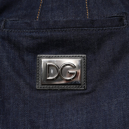 Dolce & Gabbana Dark Blue Cotton A-line Denim Midi Skirt