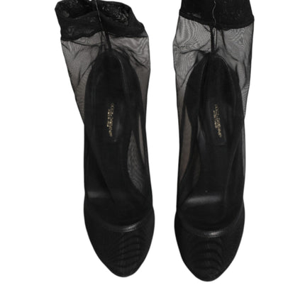 Dolce & Gabbana Black Nylon Stretch Mesh Sock Boots  Shoes